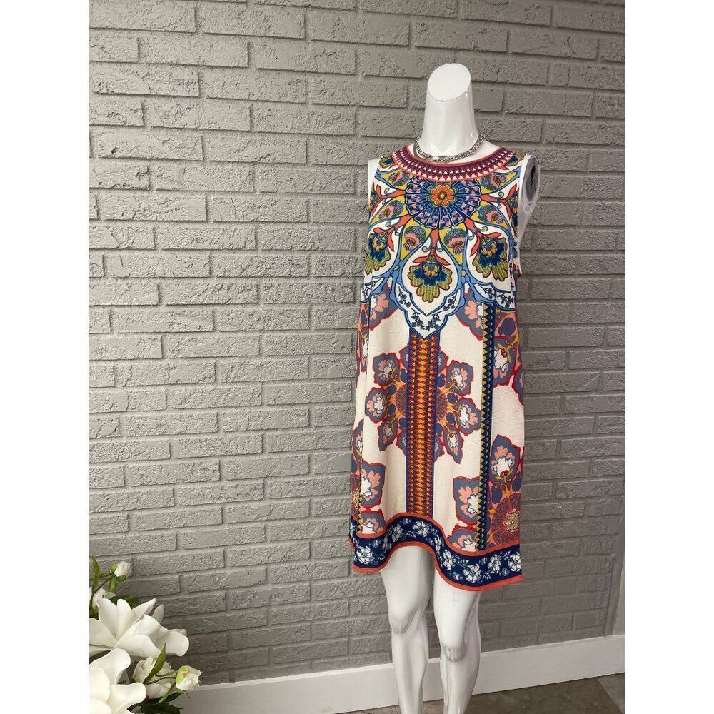 Flying Tomato Women's Multicolored Bohemian Tie Back Shift Dress Size S